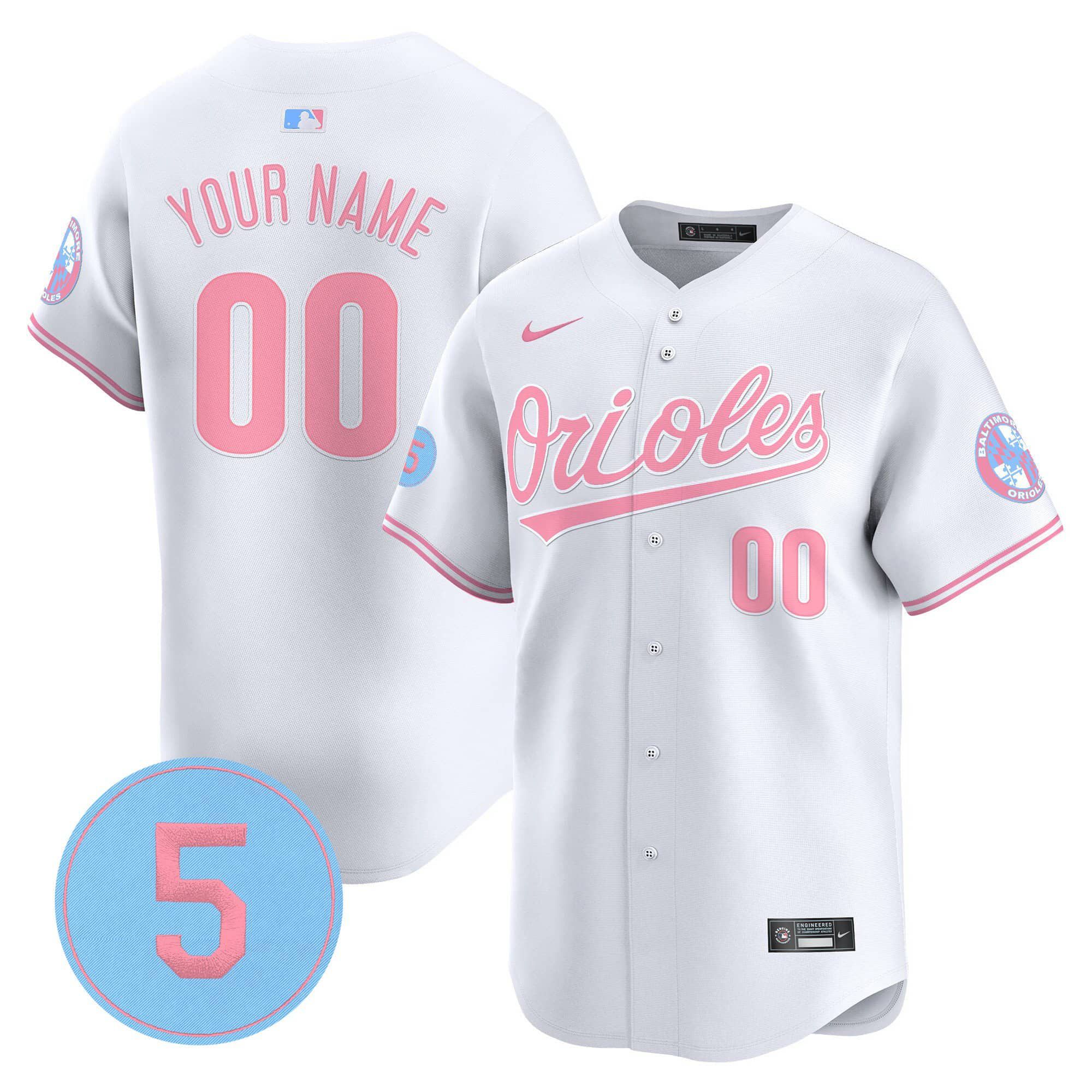 Men Baltimore Orioles White 2024 Nike Bubblegum Robinson Patch Vapor Premier Limited Custom MLB Jersey